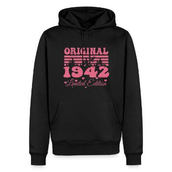 Cadeau 82e Anniversaire 1942 Femme | Né en 1942 - Sweat à capuche Premium bio Homme - noir - Devant - Nico (187cm)