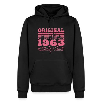 61. Geburtstagsgeschenk 1963 Frau | Geboren 1963 - Männer Premium Bio Hoodie - Schwarz - Vorne - Nico (187cm)
