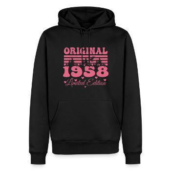 66. Geburtstagsgeschenk 1958 Frau | Geboren 1958 - Männer Premium Bio Hoodie - Schwarz - Vorne - Nico (187cm)
