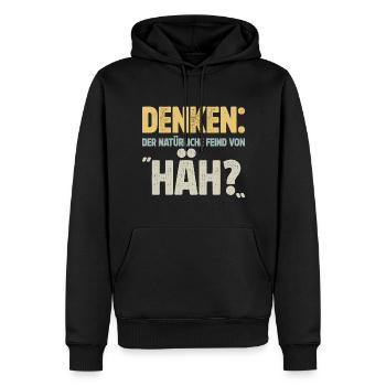 Denken: der natürliche Feind von "Häh?" - Männer Premium Bio Hoodie - Schwarz - Vorne - Nico (187cm)