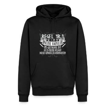 Wikinger Familie Krieger Sprüche neu Odin Geschenk - Männer Premium Bio Hoodie - Schwarz - Vorne - Nico (187cm)