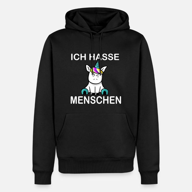 Ich hasse Menschen Einhorn - Männer Premium Bio Hoodie - Schwarz