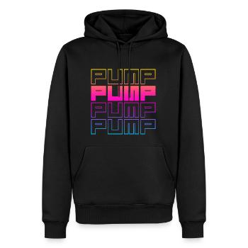 PUMPE x4 - Männer Premium Bio Hoodie - Schwarz - Vorne - Nico (187cm)