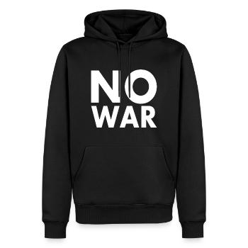 No war - Sweat à capuche Premium bio Homme - noir - Devant - Nico (187cm)