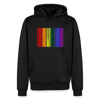 Code-barres arc-en-ciel - Sweat à capuche Premium bio Homme - noir - Devant - Nico (187cm)