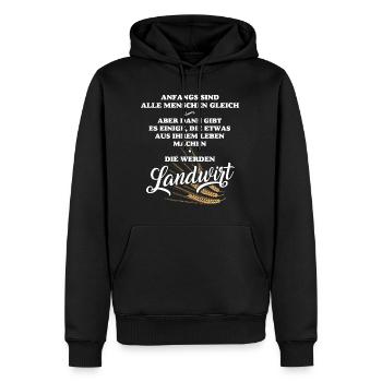 Landwirt-T-Shirt für Männer, Lebensplan f. Bauern - Männer Premium Bio Hoodie - Schwarz - Vorne - Nico (187cm)