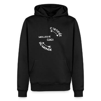 Meilleure Coach cadeau noël - Sweat à capuche Premium bio Homme - noir - Devant - Nico (187cm)