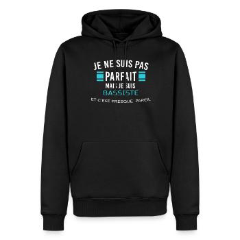 je ne suis pas parfait BASSISTE - Sweat à capuche Premium bio Homme - noir - Devant - Nico (187cm)