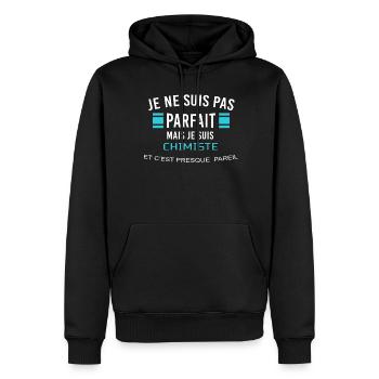 je ne suis pas parfait CHIMISTE - Sweat à capuche Premium bio Homme - noir - Devant - Nico (187cm)