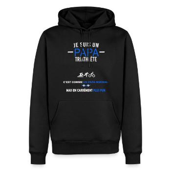 je suis un Papa et Triathlète Humour - Sweat à capuche Premium bio Homme - noir - Devant - Nico (187cm)