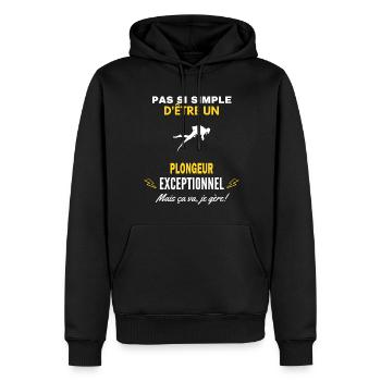 pas si simple un exceptionnel Plongeur citation - Sweat à capuche Premium bio Homme - noir - Devant - Nico (187cm)