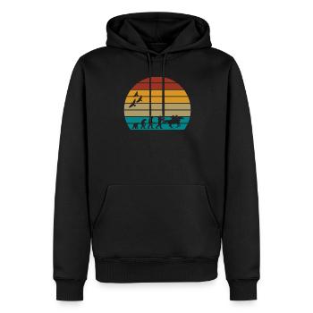 Retro Vintage Sonnenuntergang Evolution COWBOYS - Männer Premium Bio Hoodie - Schwarz - Vorne - Nico (187cm)