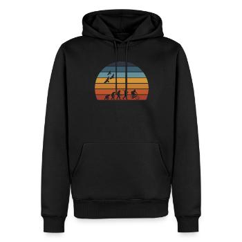 Retro Vintage Sonnenuntergang Evolution RADFAHREN - Männer Premium Bio Hoodie - Schwarz - Vorne - Nico (187cm)