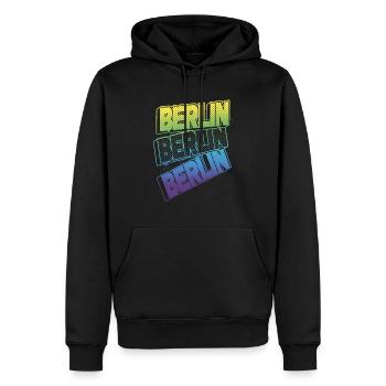 Berlin Deutschland Stadt Schrift Skyline Heimat - Männer Premium Bio Hoodie - Schwarz - Vorne - Nico (187cm)