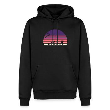 Retro Vintage Sonnenuntergang Evolution DANCE - Männer Premium Bio Hoodie - Schwarz - Vorne - Nico (187cm)