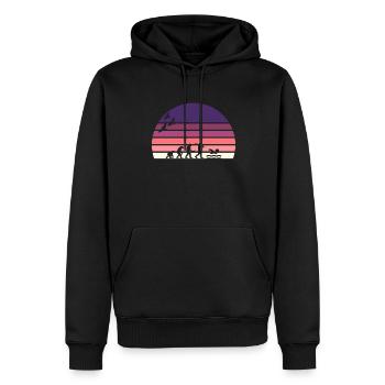 retro vintage sunset évolution NATATION - Sweat à capuche Premium bio Homme - noir - Devant - Nico (187cm)