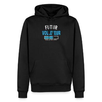 futur VOLLEYEUR - Sweat à capuche Premium bio Homme - noir - Devant - Nico (187cm)