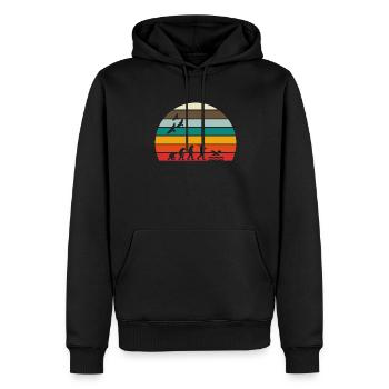 retro vintage sunset évolution NATATION - Sweat à capuche Premium bio Homme - noir - Devant - Nico (187cm)