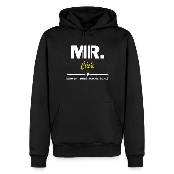 MR. souvent imité, jamais égalé Crèche - Sweat à capuche Premium bio Homme - noir - Devant - Nico (187cm)