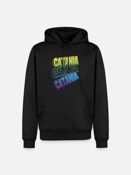 Catania Italia Città Font Skyline Home - Felpa con cappuccio ecologica premium da uomo - nero