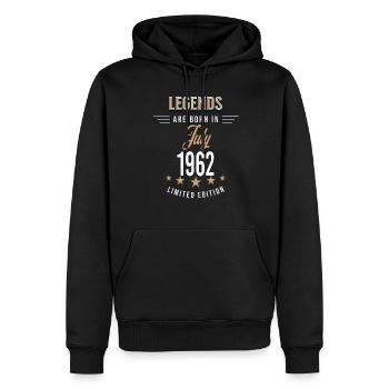 Legends are born in July 1962 - Sweat à capuche Premium bio Homme - noir - Devant - Nico (187cm)