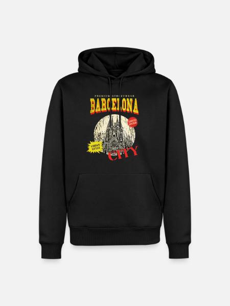 Barcelona Spanien Stadt Skyline Vintage Retro - Männer Premium Bio Hoodie - Schwarz