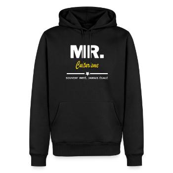 MR. souvent imité, jamais égalé Culturisme - Sweat à capuche Premium bio Homme - noir - Devant - Nico (187cm)