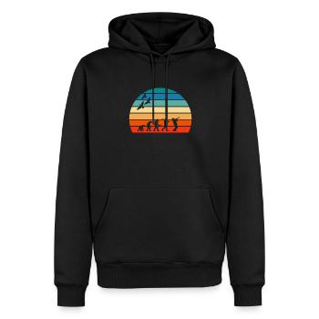 Retro Vintage Sunset Evolution SAXOPHON - Männer Premium Bio Hoodie - Schwarz - Vorne - Nico (187cm)