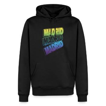 Madrid Espagne City Font Skyline Vacances - Sweat à capuche Premium bio Homme - noir - Devant - Nico (187cm)