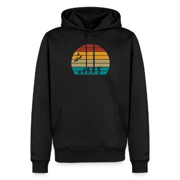 Retro Vintage Sunset Evolution SAXOPHON - Männer Premium Bio Hoodie - Schwarz - Vorne - Nico (187cm)