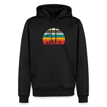 retro vintage sunset évolution shoping - Sweat à capuche Premium bio Homme - noir - Devant - Nico (187cm)