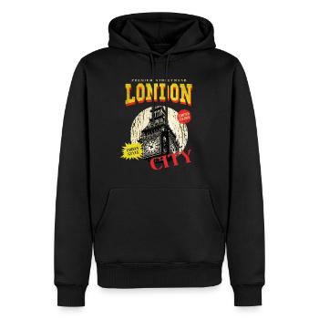 Londres Angleterre UK City Skyline Vintage Retro - Sweat à capuche Premium bio Homme - noir - Devant - Nico (187cm)