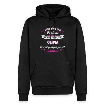 je ne suis pas Parfaite Olivia - Sweat à capuche Premium bio Homme - noir - Devant - Nico (187cm)