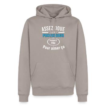 Assez doue pour etre PROFESSEUR - Sweat à capuche Premium bio Homme - taupe - Devant - Nico (187cm)