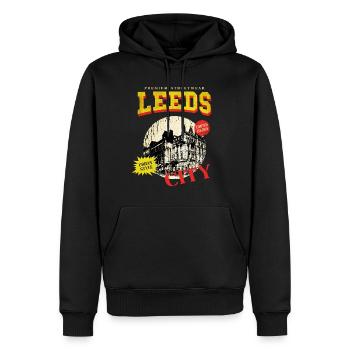 Leeds Angleterre UK City Skyline Vintage Rétro - Sweat à capuche Premium bio Homme - noir - Devant - Nico (187cm)