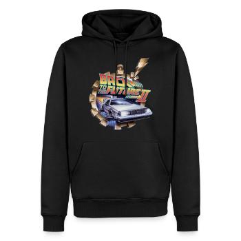 Retour Vers Le Futur 2 Logo Avec Voiture DeLorean - Sweat à capuche Premium bio Homme - noir - Devant - Nico (187cm)