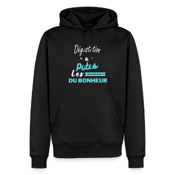 potes les ingrédients du bonheur Dégustation - Sweat à capuche Premium bio Homme - noir - Devant - Nico (187cm)