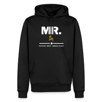 MR. souvent imité, jamais égalé Evg - Sweat à capuche Premium bio Homme - noir - Devant - Nico (187cm)