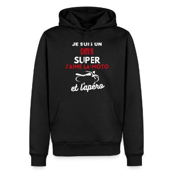 moto phrase drôle apéro CHTIMI citation - Sweat à capuche Premium bio Homme - noir - Devant - Nico (187cm)