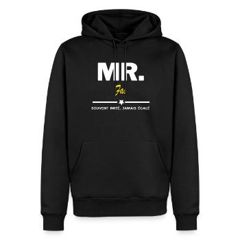 MR. souvent imité, jamais égalé Fac - Sweat à capuche Premium bio Homme - noir - Devant - Nico (187cm)