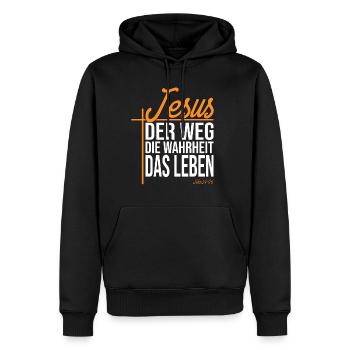 Jesus Der Weg Die Wahrheit Das Leben - John 14:06 - Männer Premium Bio Hoodie - Schwarz - Vorne - Nico (187cm)