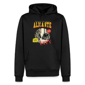Alicante Espagne Ville Skyline Vintage Rétro - Sweat à capuche Premium bio Homme - noir - Devant - Nico (187cm)