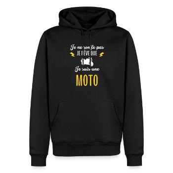 Je Ne Ronfle Pas Je Rêve Que Je Suis Une Moto - Sweat à capuche Premium bio Homme - noir - Devant - Nico (187cm)