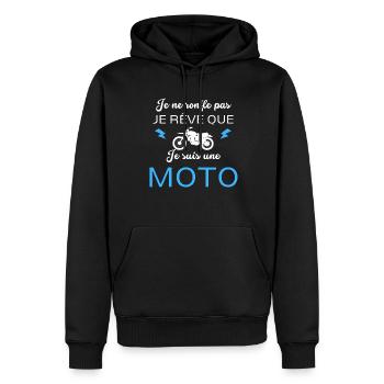 Je Ne Ronfle Pas Je Rêve Que Je Suis Une Moto - Sweat à capuche Premium bio Homme - noir - Devant - Nico (187cm)