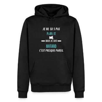 je ne suis pas parfait motard - Sweat à capuche Premium bio Homme - noir - Devant - Nico (187cm)