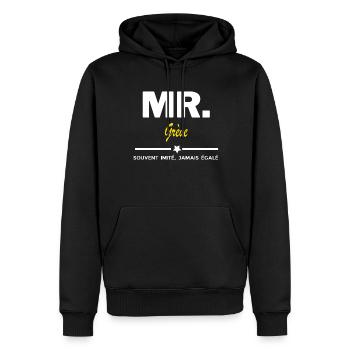 MR. souvent imité, jamais égalé Grève - Sweat à capuche Premium bio Homme - noir - Devant - Nico (187cm)