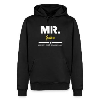MR. souvent imité, jamais égalé Guitare - Sweat à capuche Premium bio Homme - noir - Devant - Nico (187cm)