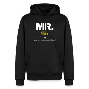 MR. souvent imité, jamais égalé Hélico - Sweat à capuche Premium bio Homme - noir - Devant - Nico (187cm)