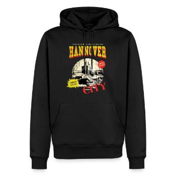 Hanovre Allemagne City Skyline Vintage Rétro - Sweat à capuche Premium bio Homme - noir - Devant - Nico (187cm)