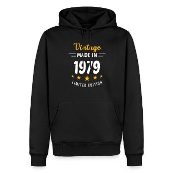 Vintage made in 1979 - Men’s Premium Organic Hoodie - black - Front - Nico (187cm)